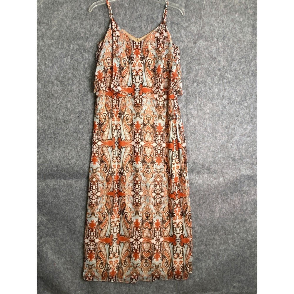 Tanner 100% Silk Paisley Slip Dress O2/M NWT $395 Orange‎ Boho Festival